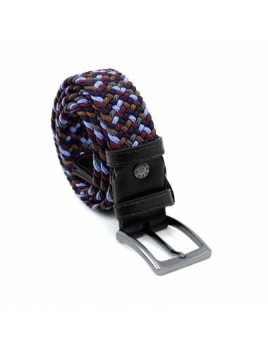 Braided stretch leather belt elastic Burgundy 3.5cm